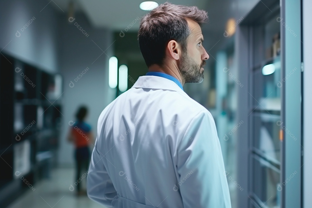 Médico no corredor do hospital
