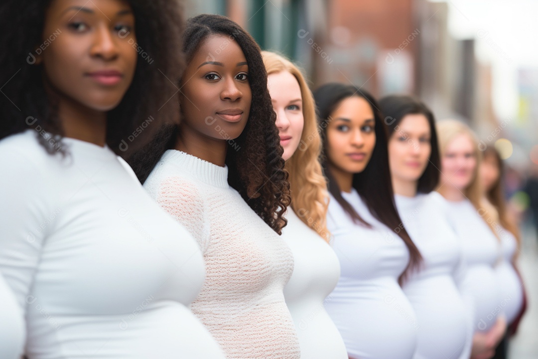 Gestantes unidas ao ar livre destacando a força feminina