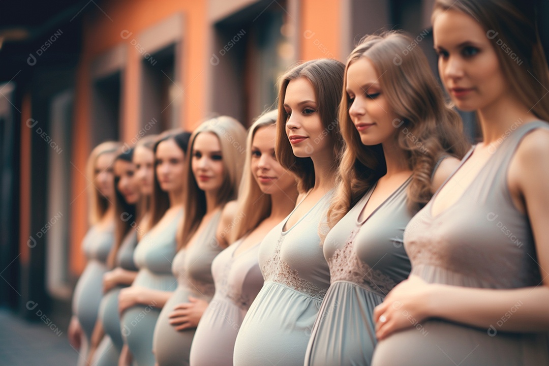 Gestantes unidas ao ar livre destacando a força feminina