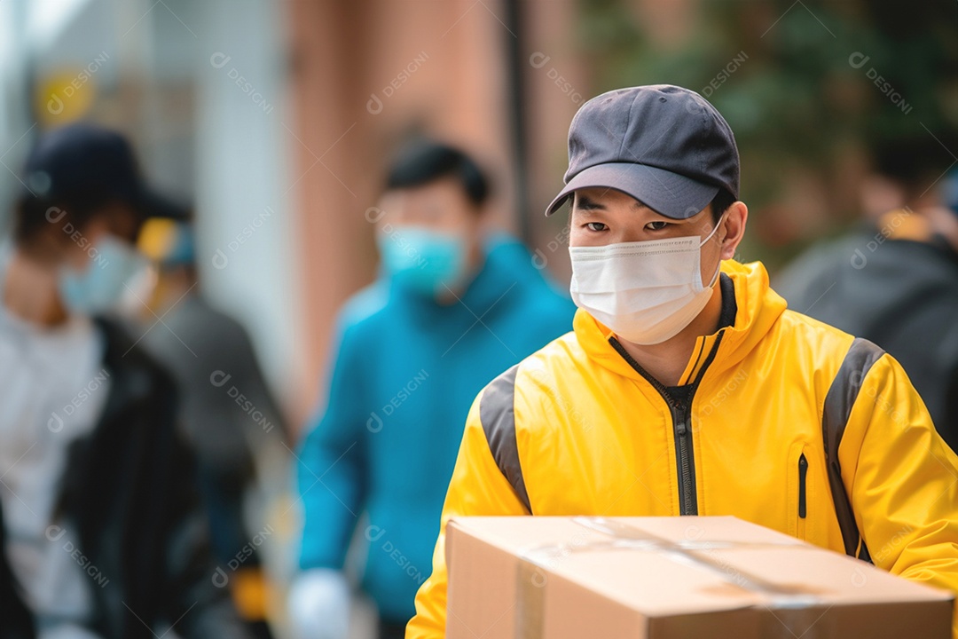 Pedido entregue por um homem ao cliente online