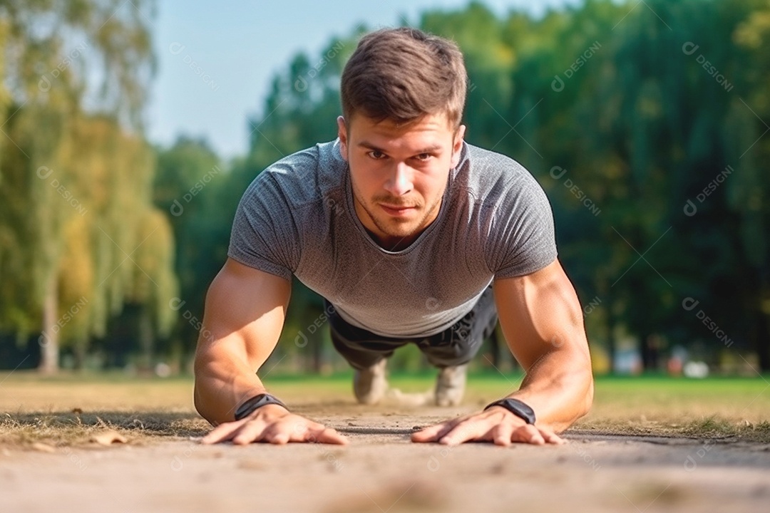 Um atleta realiza flexões com forma perfeita