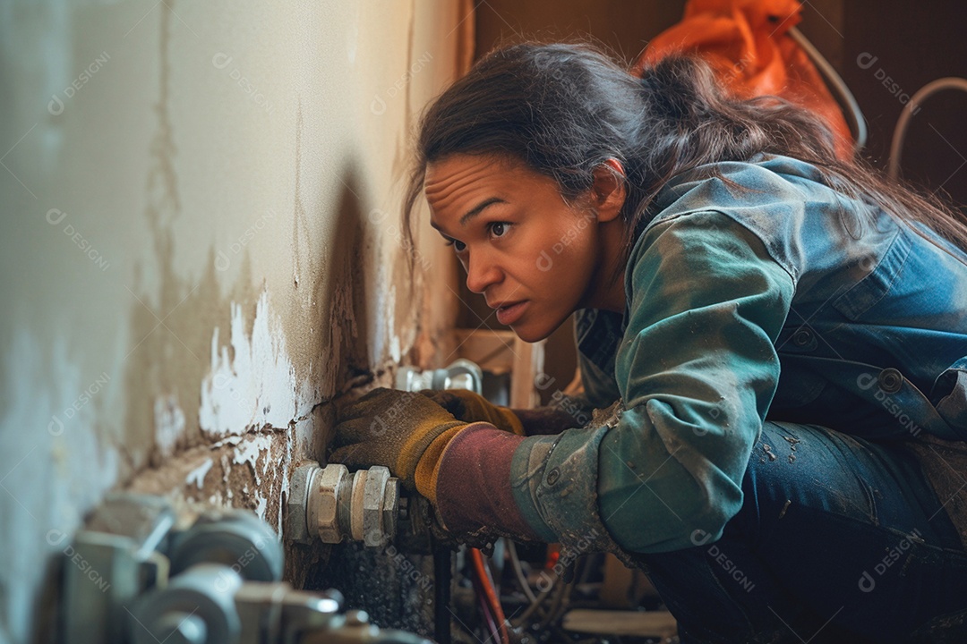 Mulher encanadora profissional trabalhando