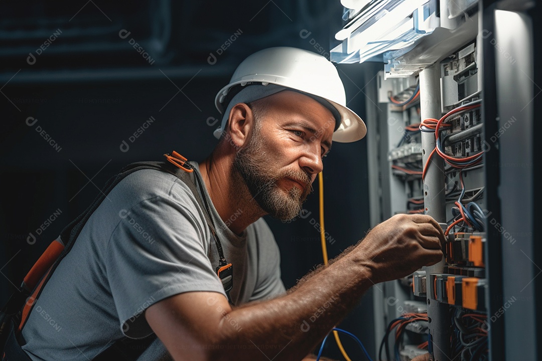 Profissional elétrico realizando manutenção elétrica