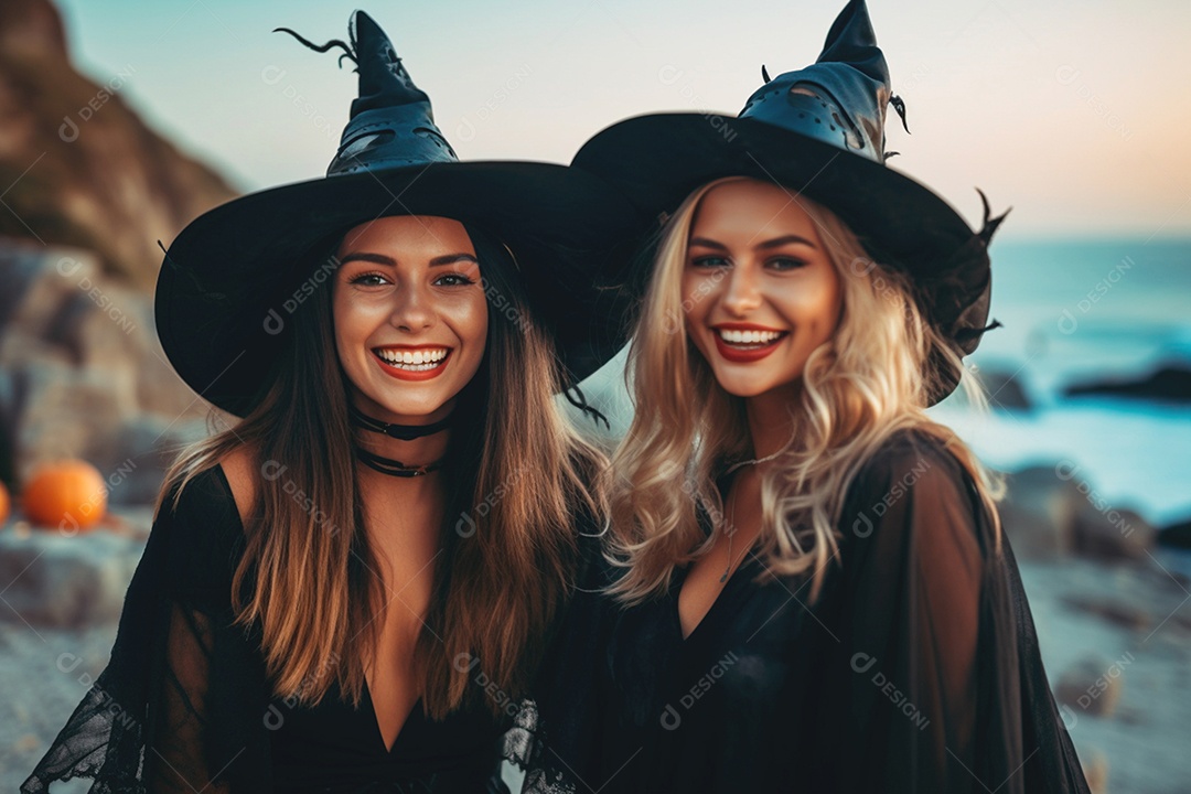 Pessoas com fantasias assustadoras para o Halloween