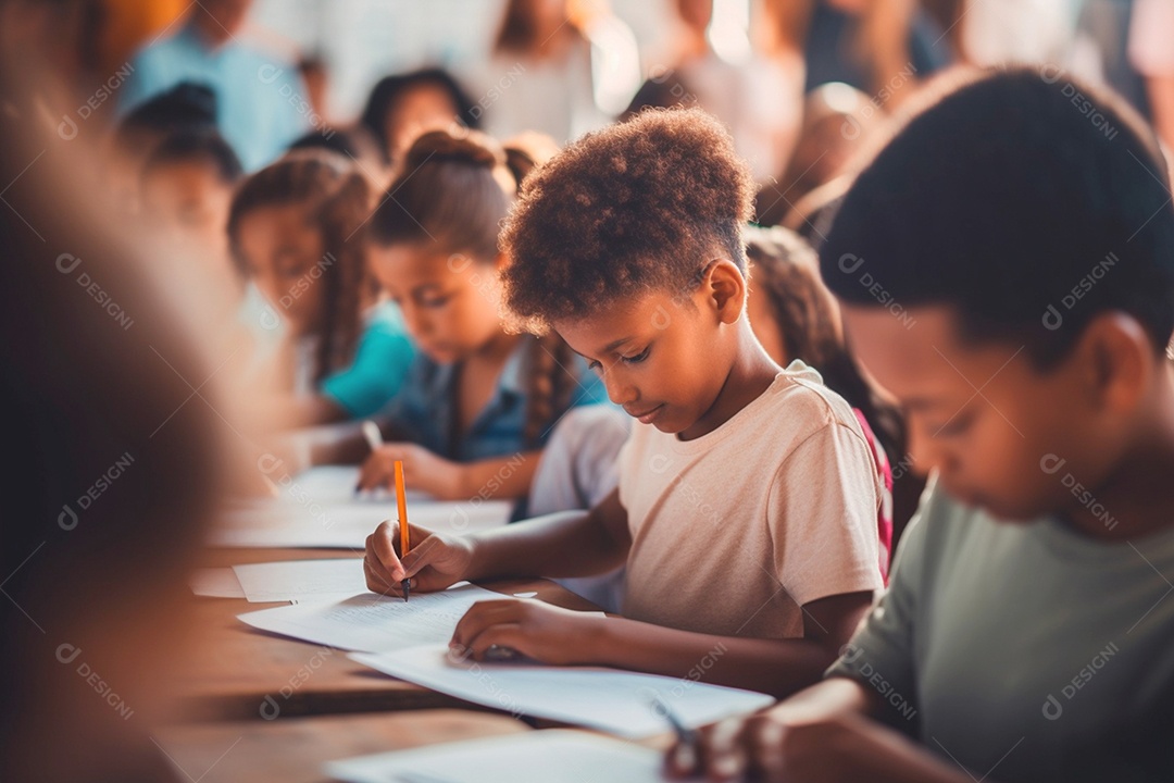 Um aluno envolvido numa atividade de grupo