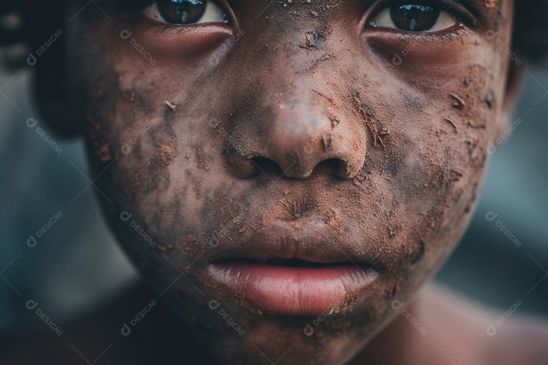 Expressão de criança angustiada um apelo ao combate à exploração infantil