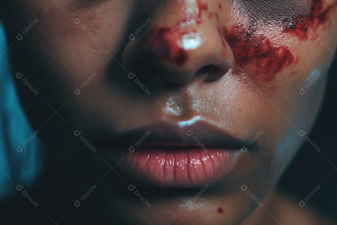 Uma mulher negra simulando violência em um protesto de resistência