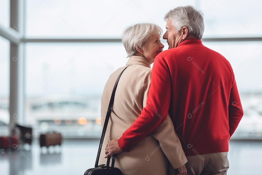 Casal fofo de idosos abraçados