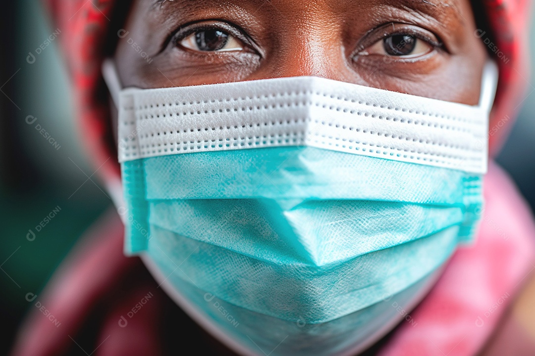 Senhora idosa usando máscara protetora para se proteger contra doenças transmissíveis