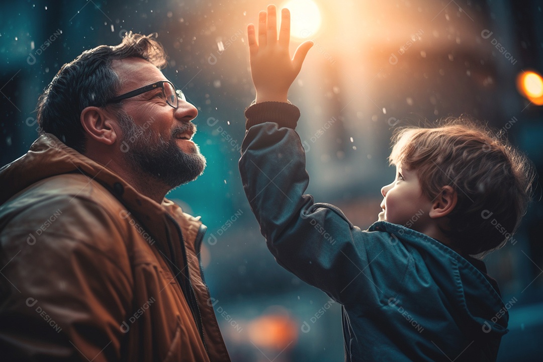 Pai brincando com filho em momento paterno de pura alegria