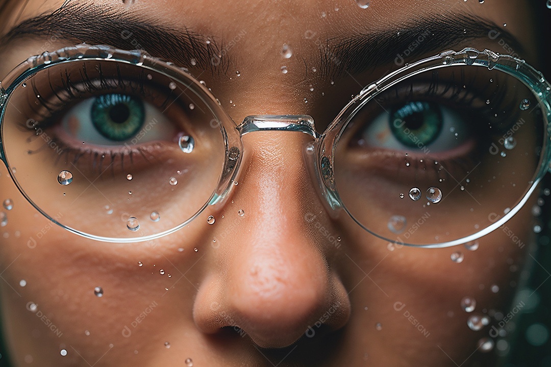 Uma jovem com óculo ressaltando a importância do bem estar ocular