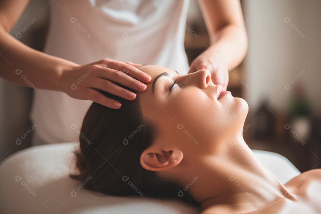 Cliente demonstrando satisfação ao receber massagem facial de um especialista
