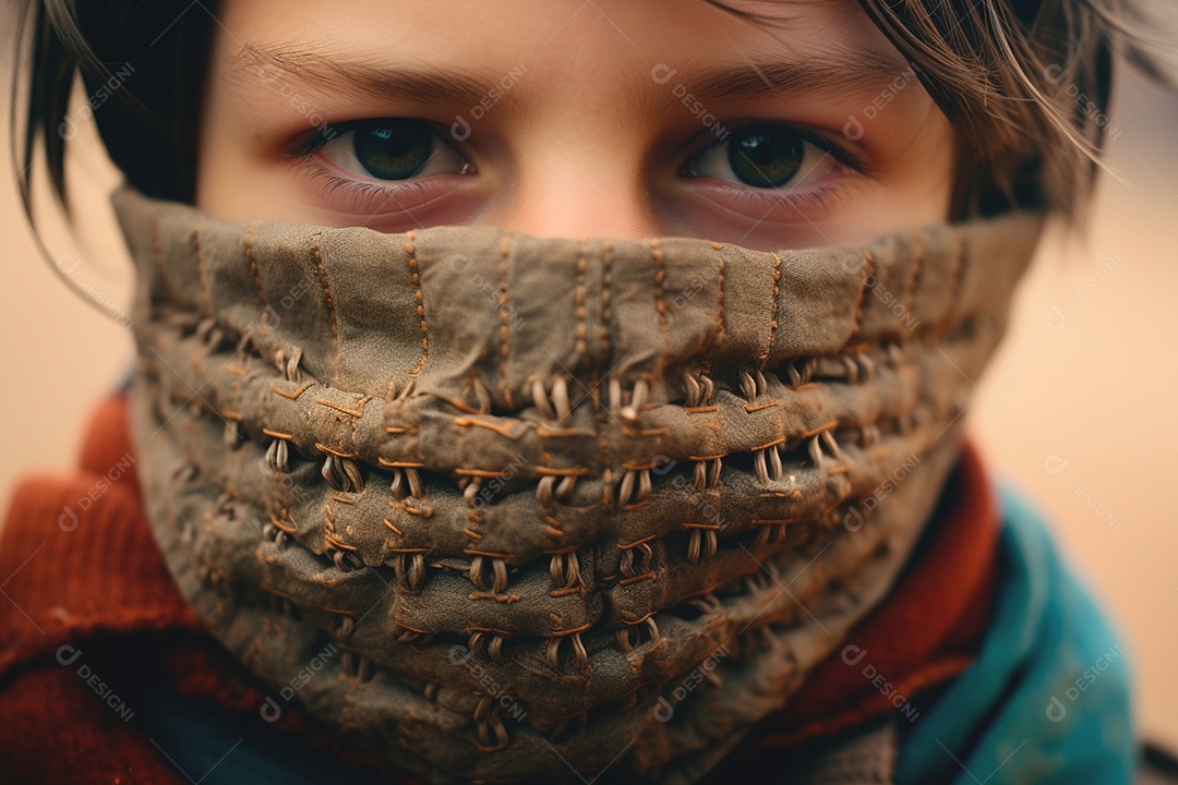 Garoto com lenço no rosto