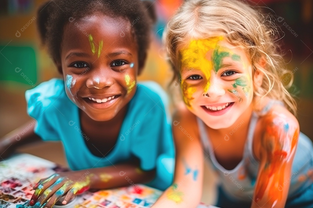 Crianças alegres brincando comemorando o Dia das Crianças