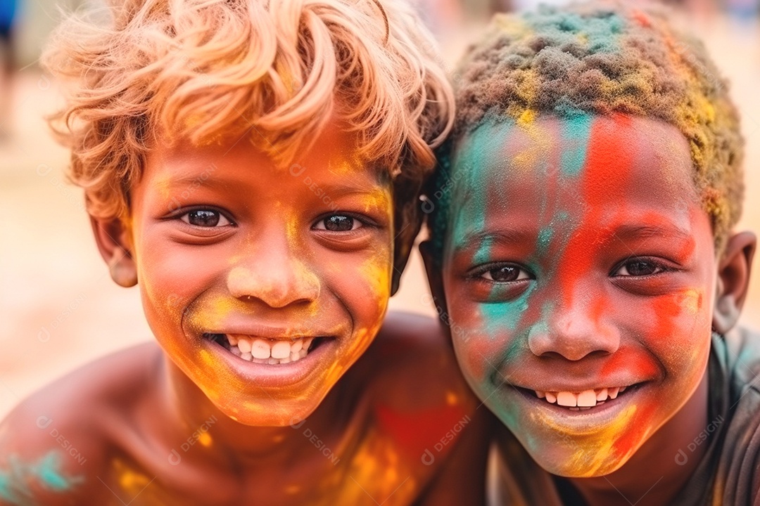 Crianças alegres brincando comemorando o Dia das Crianças