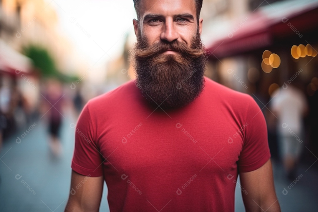 Homem com camiseta vermelha para consicientização do dia mundial a AIDS