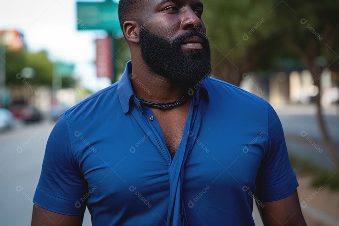 Homem vestido de azul para conscientização sobre câncer de próstata e diabetes