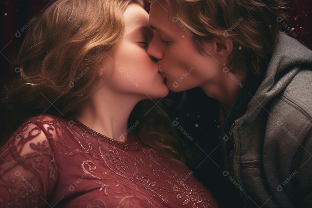 Casal se beijando com muito amor