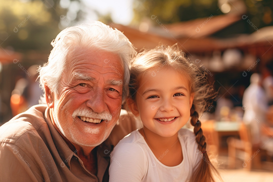 Um vovô com sua netinha linda sorrindo