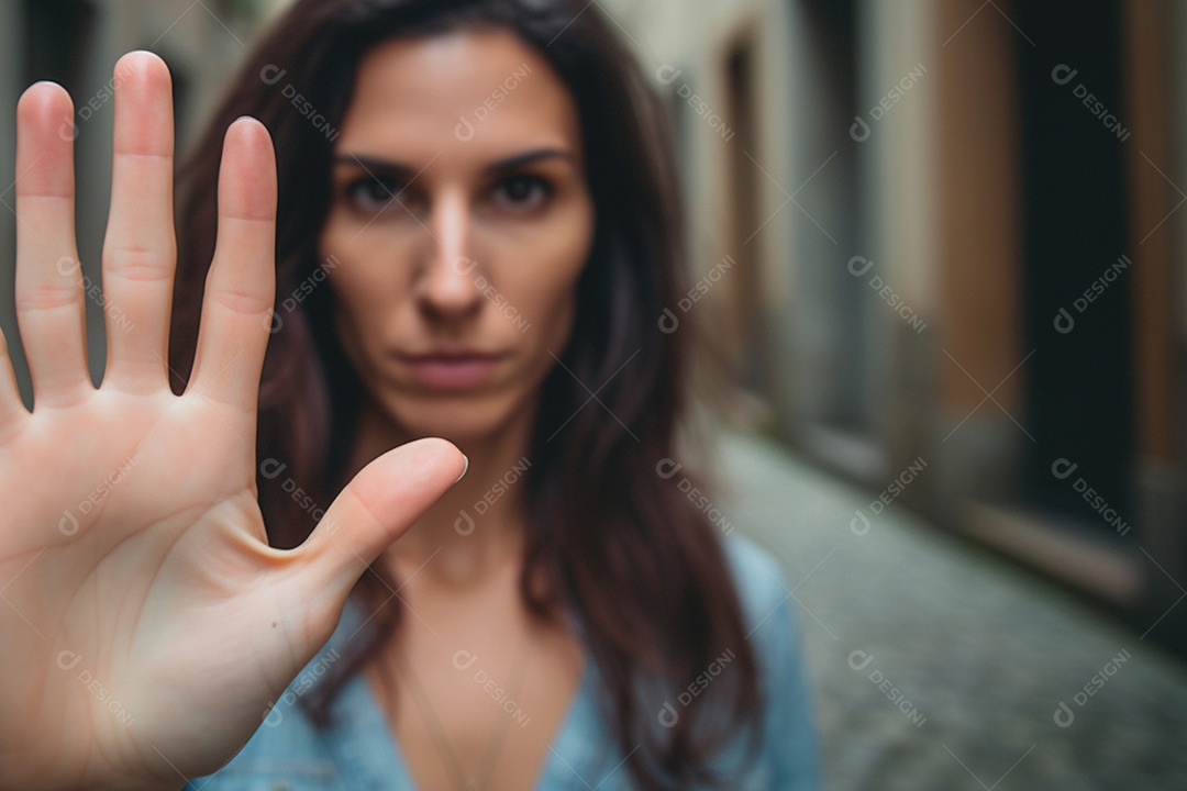 Gesto de uma mulher sinalizando parada