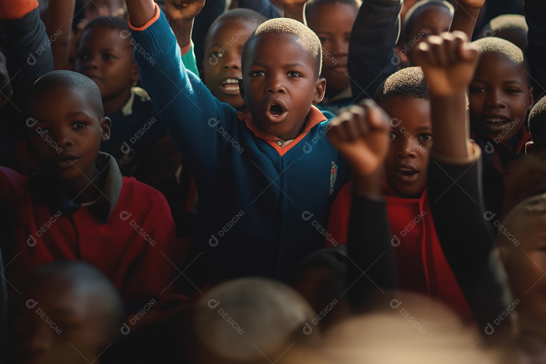 Os afrodescendentes mostram o punho cerrado um sinal de luta pela igualdade