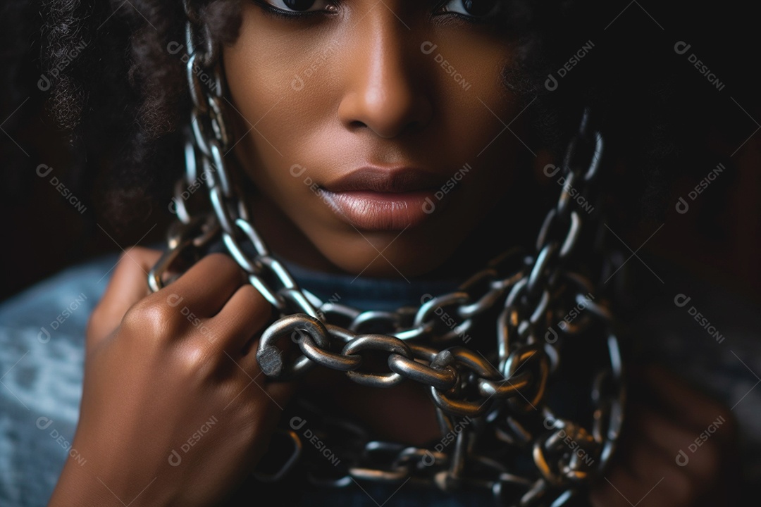 Afrodescendentes mulheres negras acorrentadas