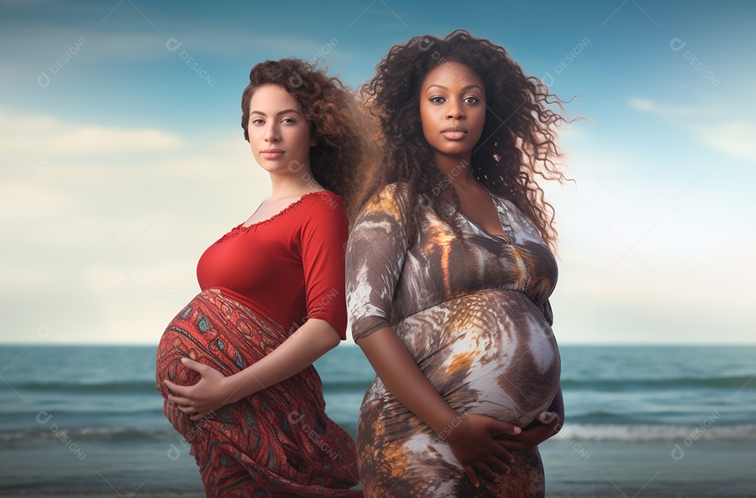 Mulheres grávidas na praia