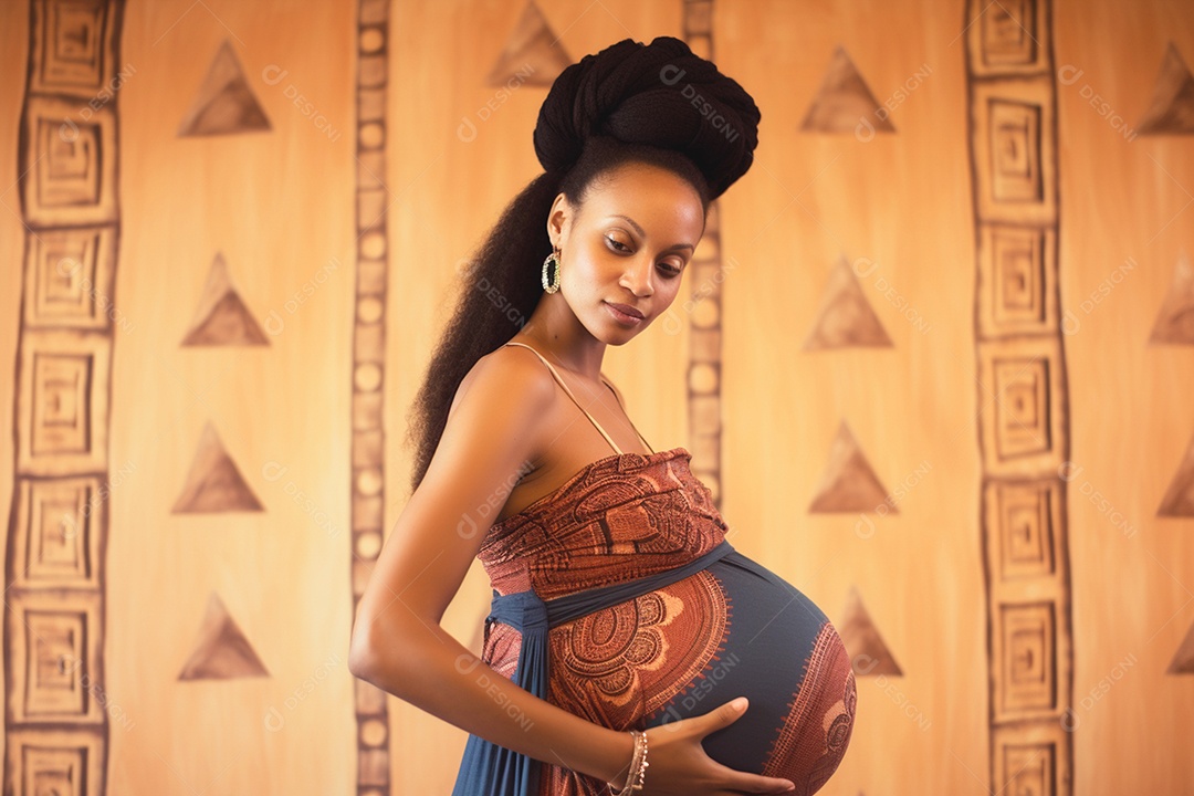 Jovem africana linda grávida