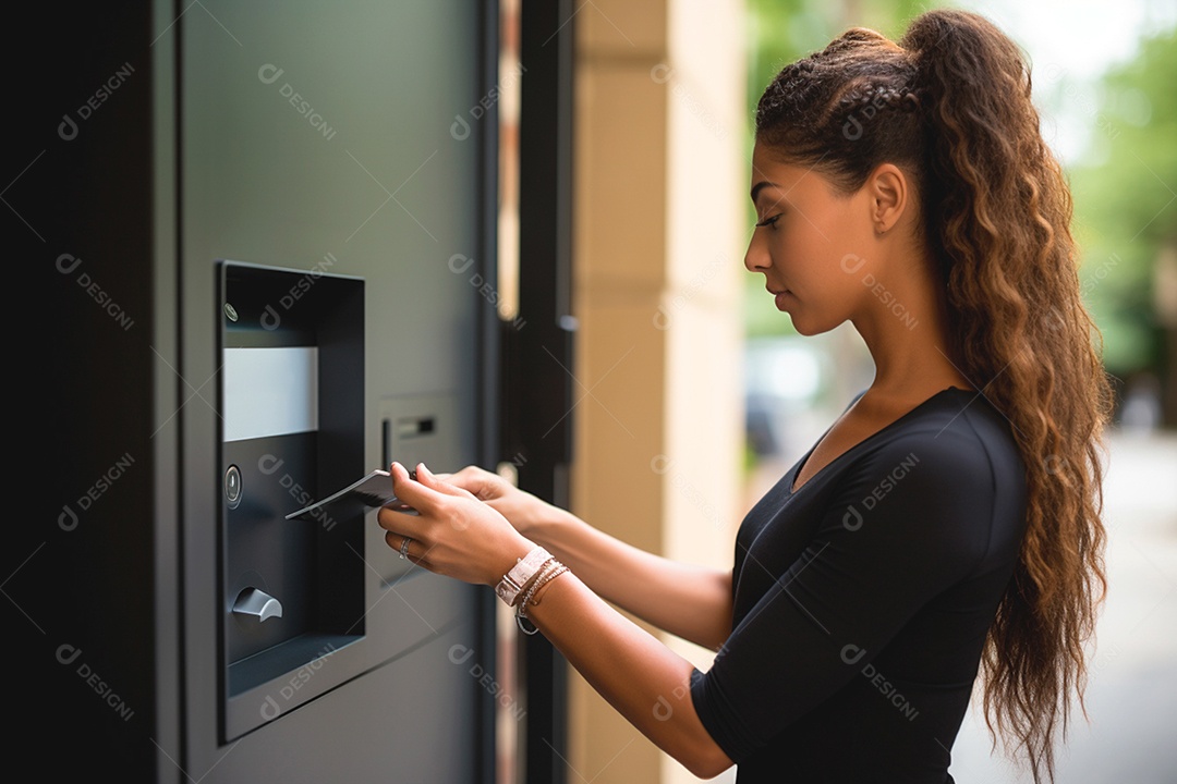 A entregadora entrega o pedido ao cliente