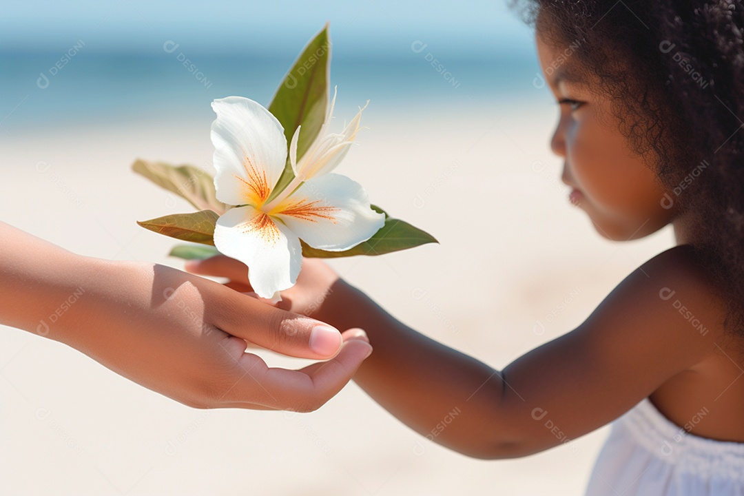 Mãe recebe de sua filha uma linda flor