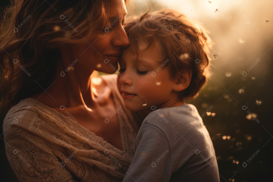 Mother with her son I put with much love