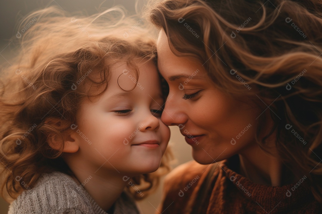 Uma mãe dando carinho para seu filho lindo