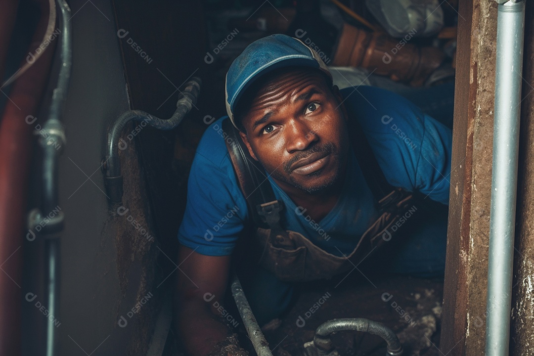 Encanador confiável resolvendo bloqueios de tubos