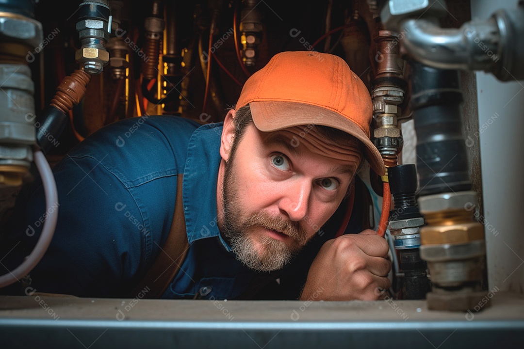 Encanador confiável resolvendo bloqueios de tubos