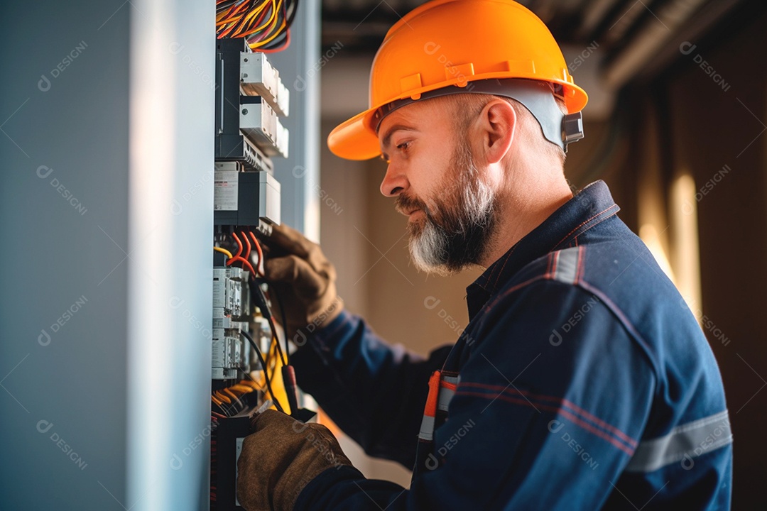Profissional em eletricidade residencial resolvendo questões de segurança