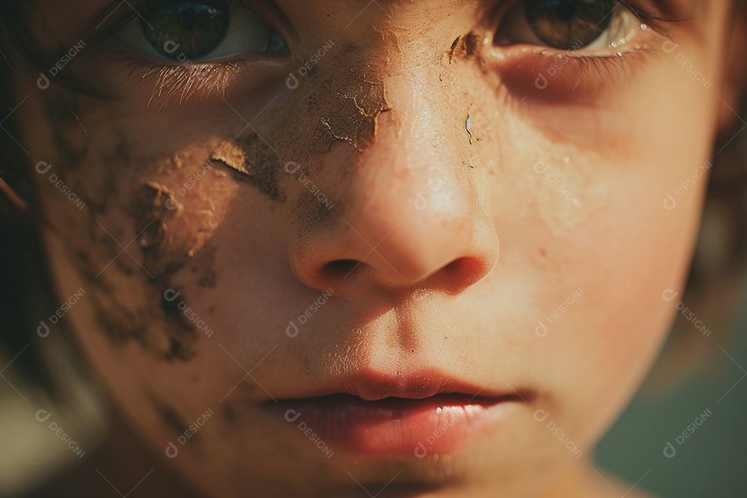 Um garotinho triste e sozinho