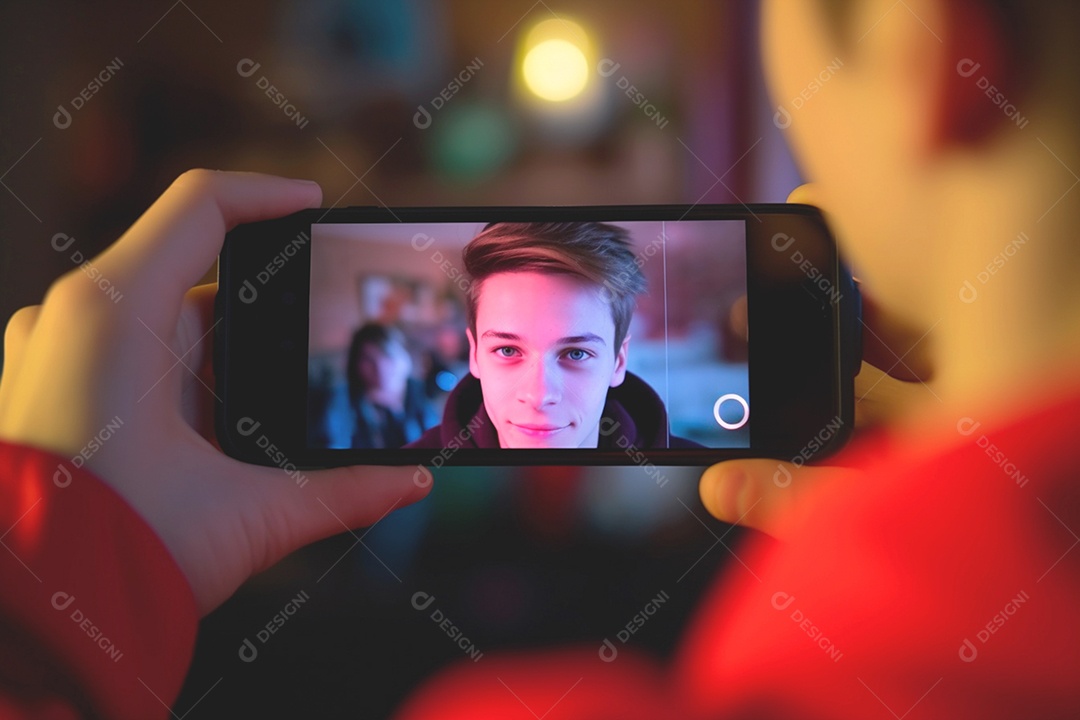 Um jovem garoto fazendo video para seus seguidores