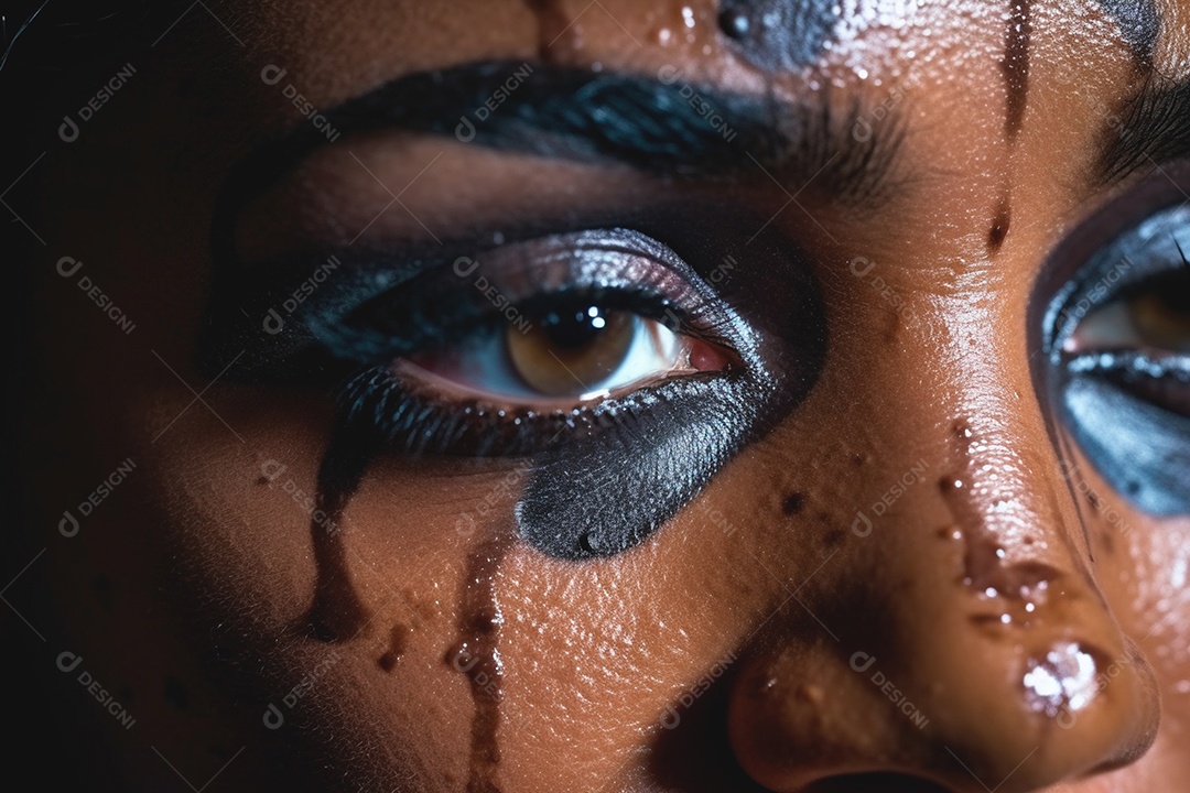 Mulher negra manifestando se contra a violência contra mulheres