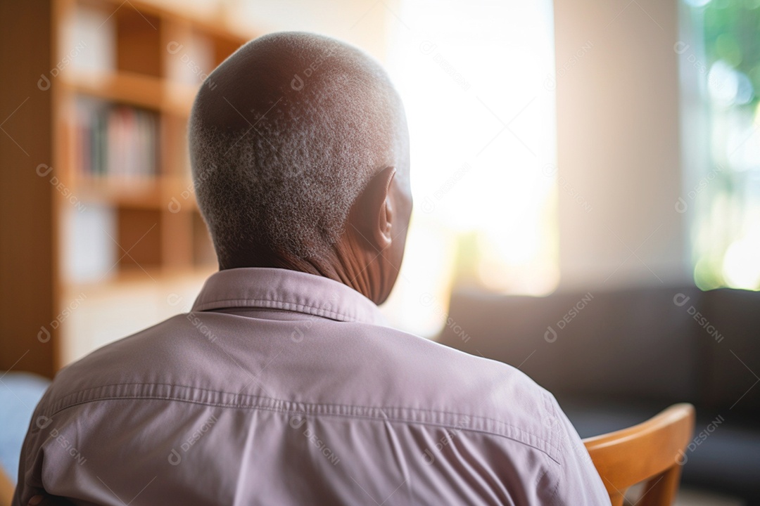 A tranquilidade de um idoso sentado na poltrona