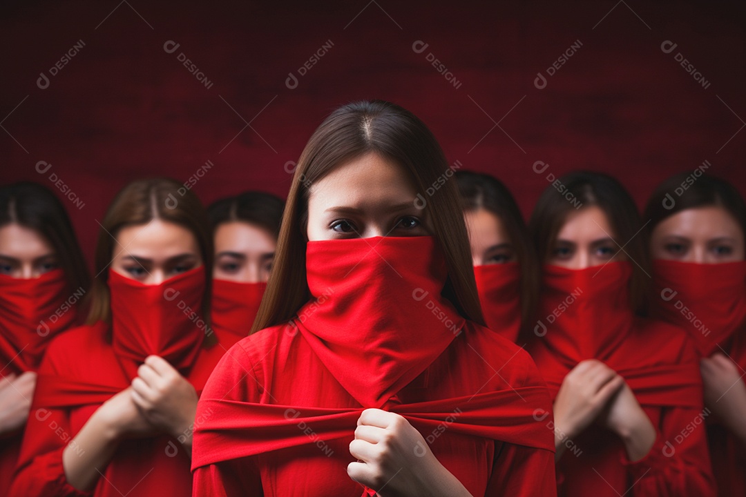 Comemoração do Dia Mundial da AIDS com grupo vestido de vermelho