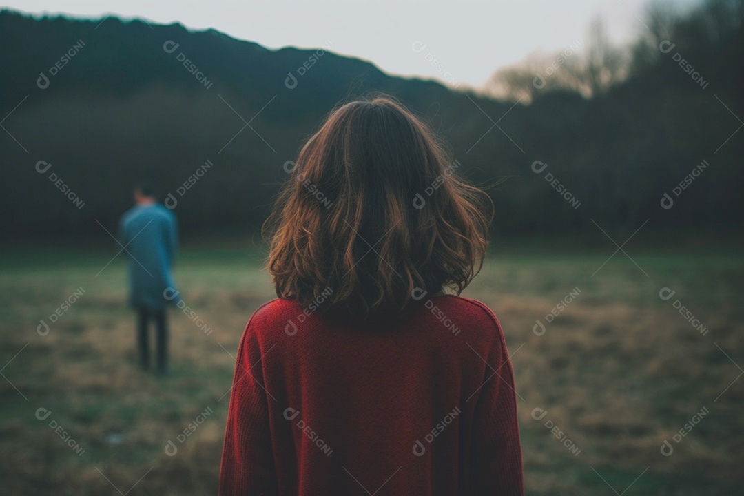 Mulher voltada para trás lutando contra o isolamento