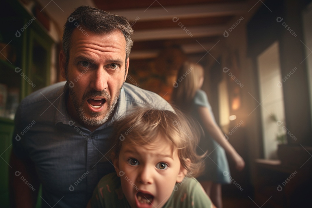 Criança expressando irritabilidade devido ao divórcio entre pai e mãe