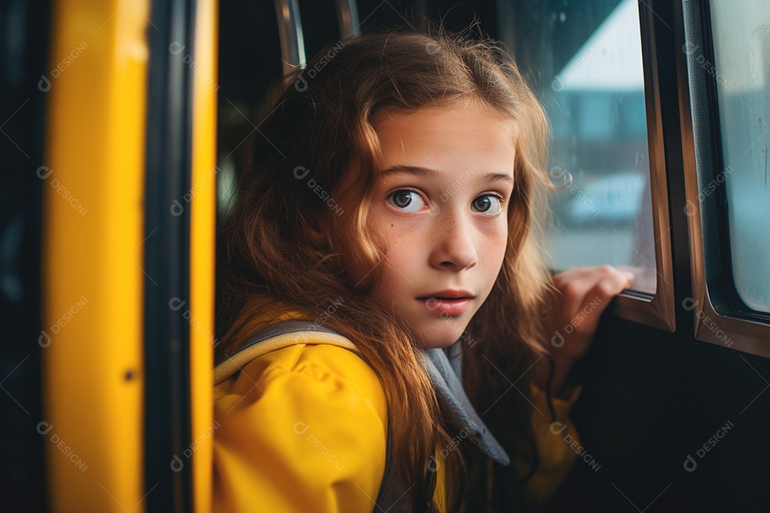 Alunos no ônibus escolar voltando para a escola