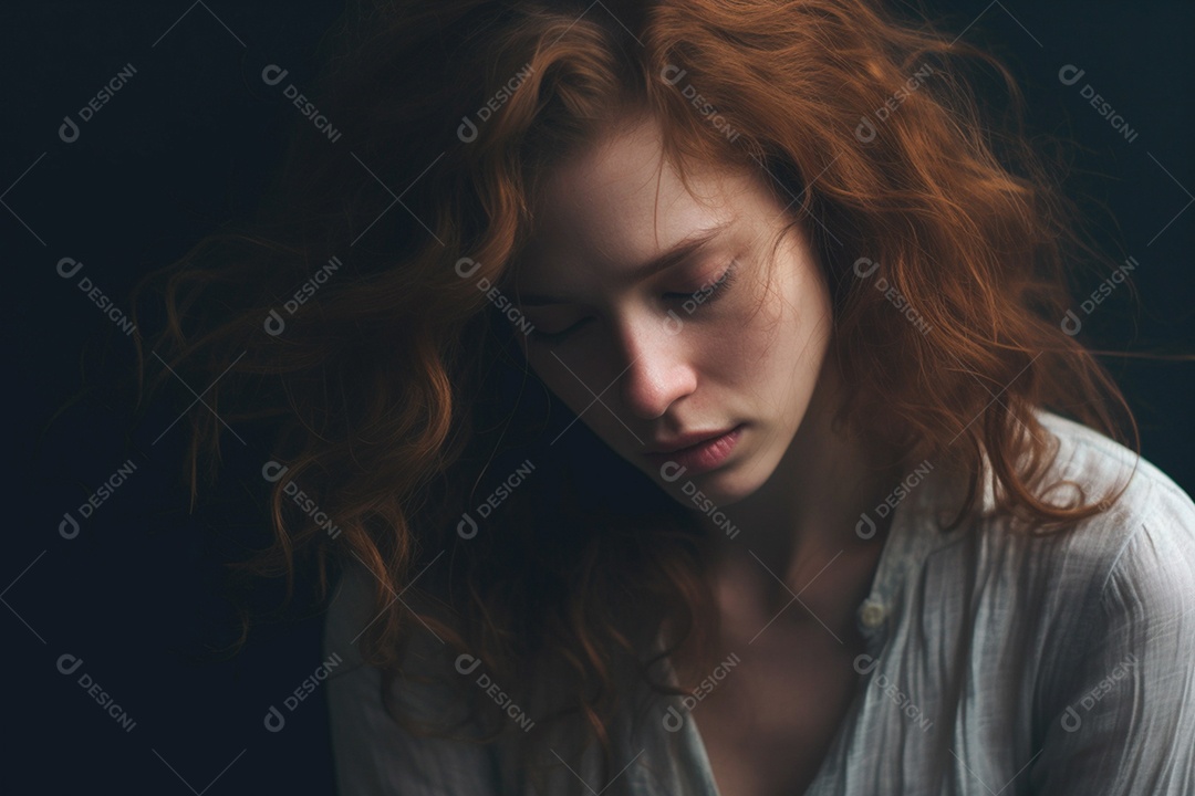 Mulher com aspecto deprimido sem saber o que fazer