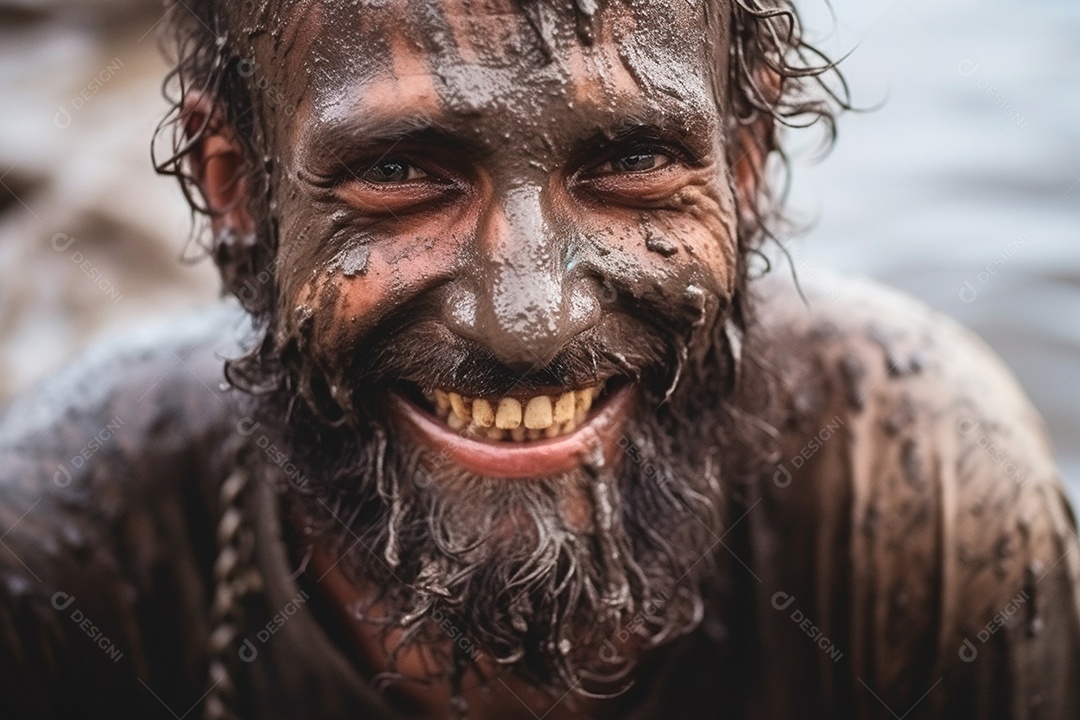 Happy man smiling all muddy