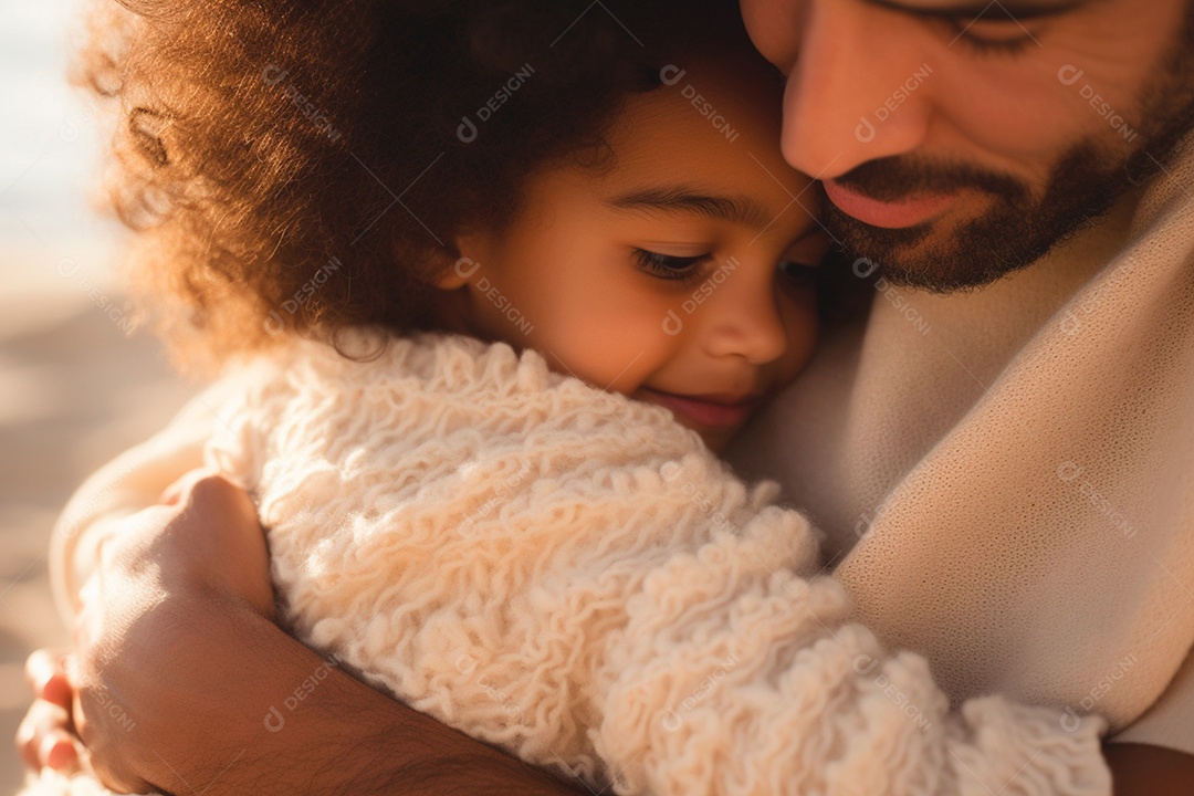Um pai abraçando sua menina com muito amor