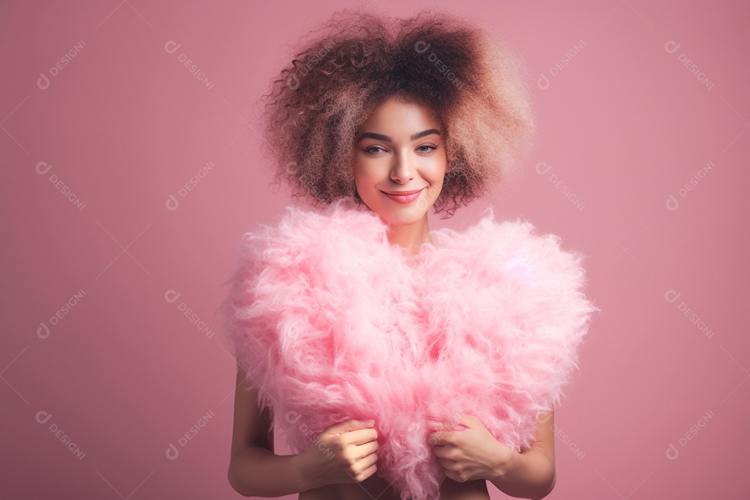 Mulher segurando coração rosa feliz dia daas mulher