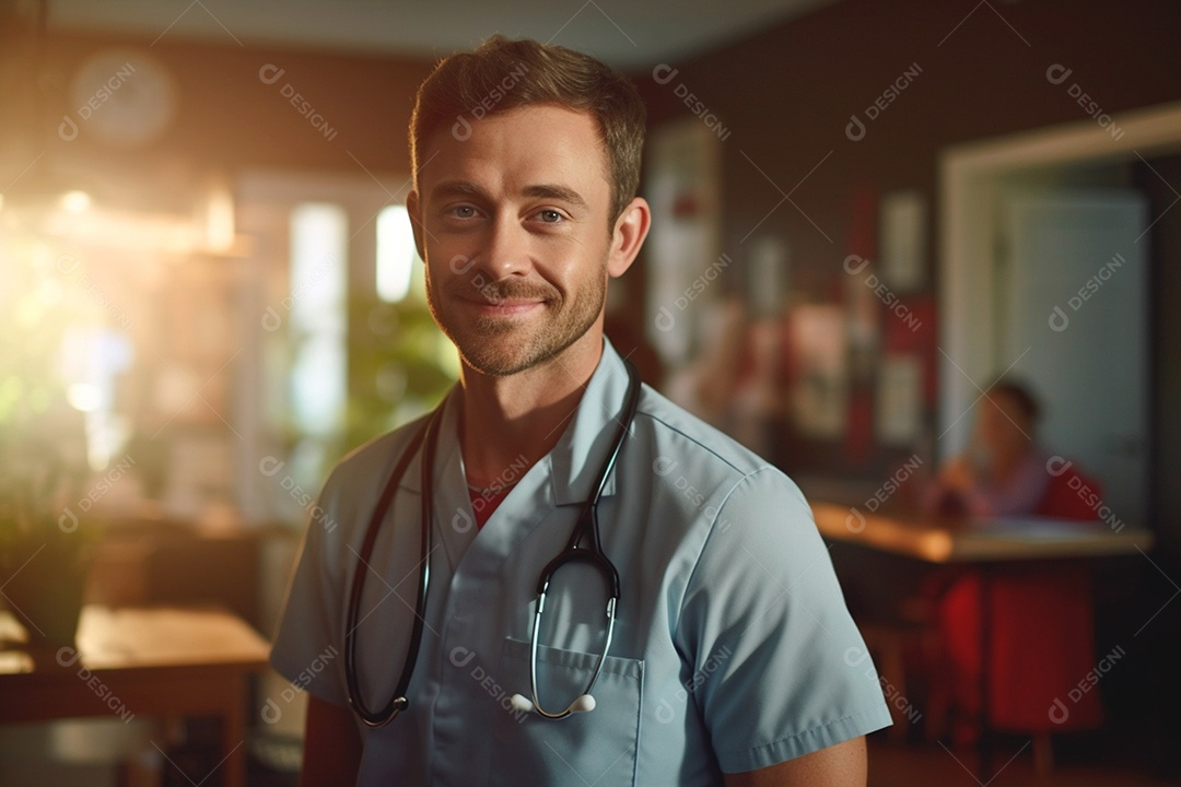 Um cuidador atencioso ajudando um idoso em sua residência