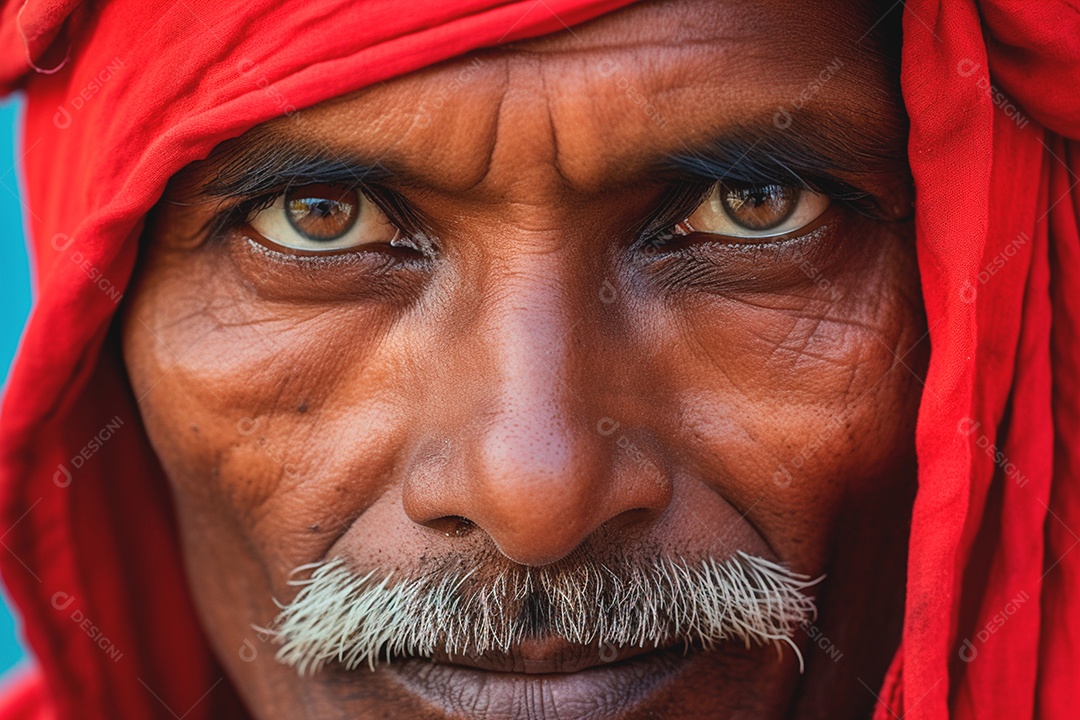 O homem veste vermelho para significar o compromisso com a luta contra a AIDS