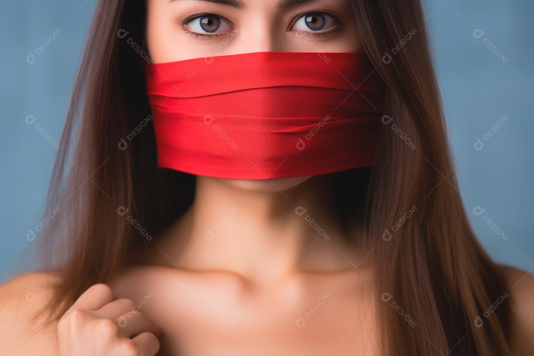 Mulher com lenço na boca consicentização do dia HIV